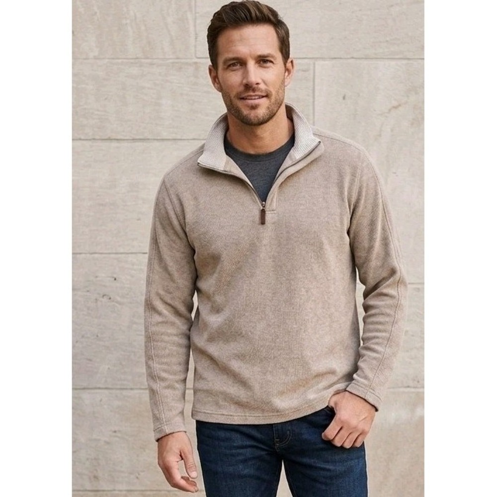 Minimalist Tasso Elba Men's 1/4 Zip Pullover Sweater‎ Size L 100% Cotton Casual